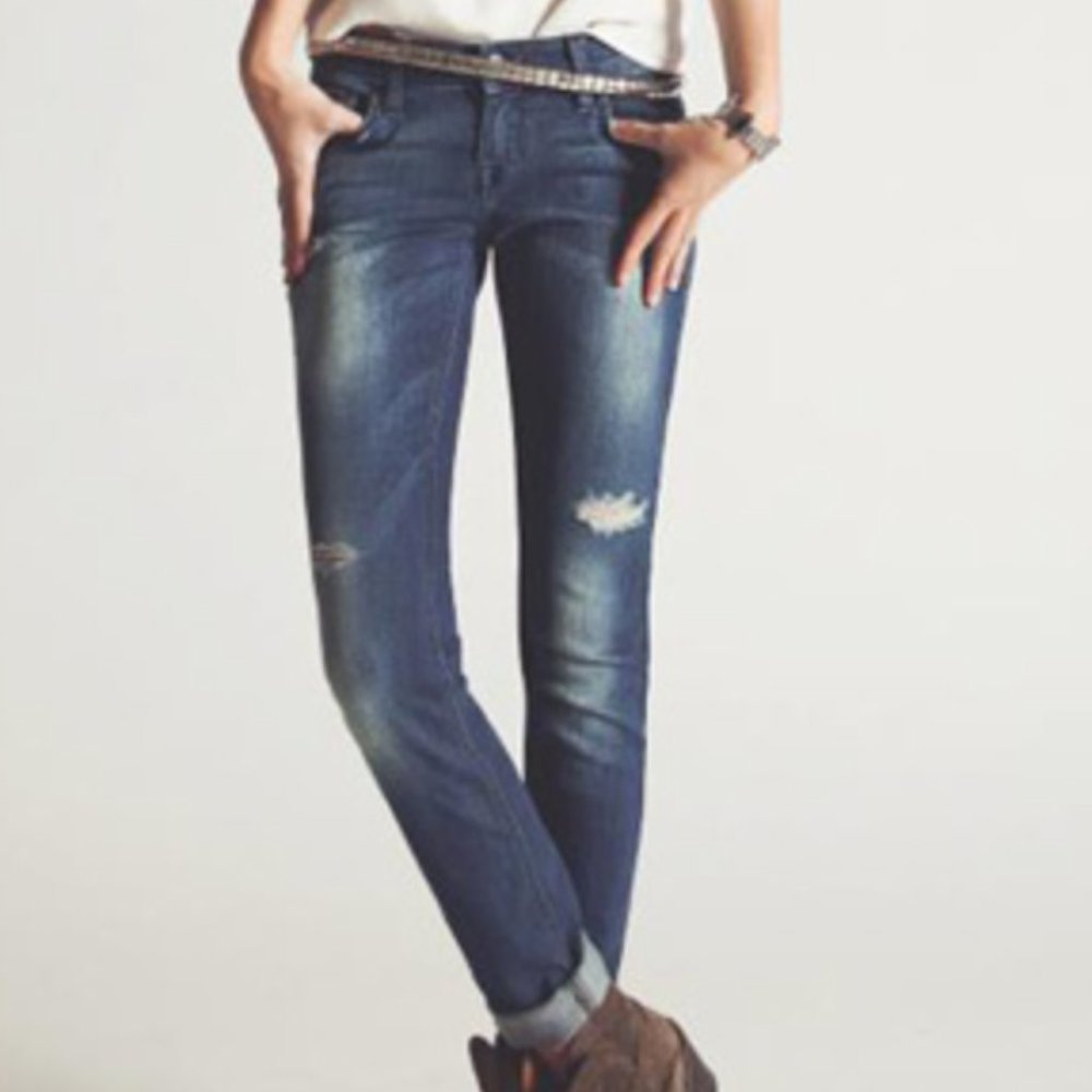 Kasil Workshop Low Rise Boyfriend Jean - Distressed - Size 28